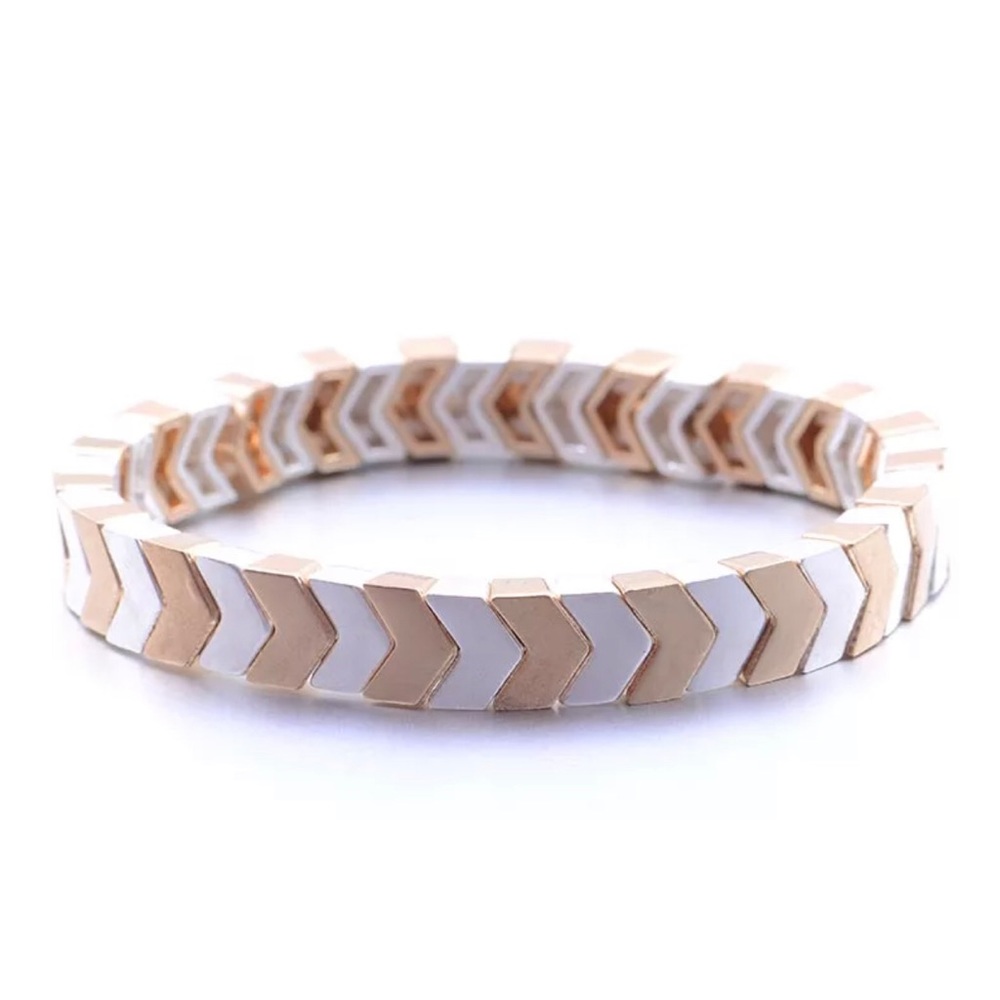 Enamel Tila Tile Arrow Gold Beaded Bracelet-110